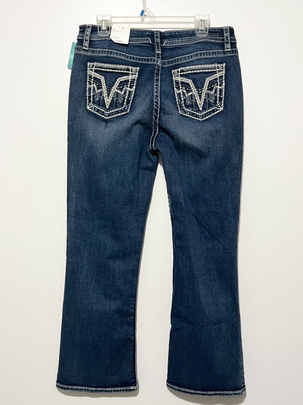 Vigoss Womens Embroidered Heritage Fit Bootcut Jeans 14 Short Y2K Thick Stitch